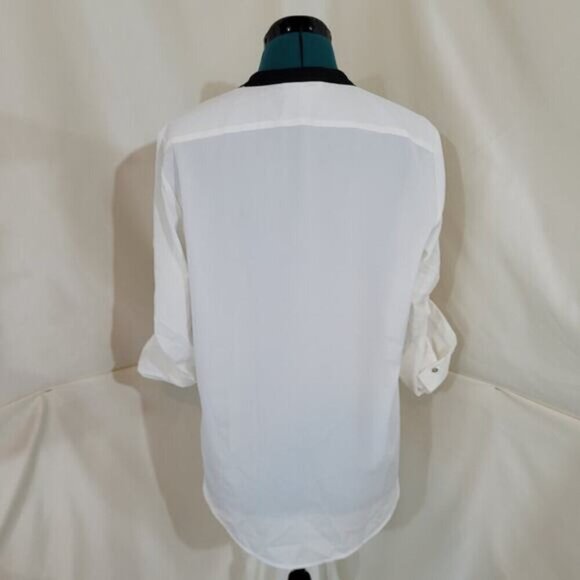 Calvin Klein White Blouse with Center Black Stripe - Size Large - Picture 3 of 8